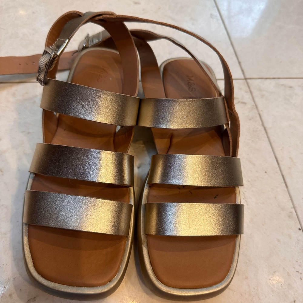 Marks & Spencer Gold and Tan Sandals